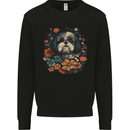 A Shih Tzu Dog With Flowers Kids Sweatshirt Jumper Black