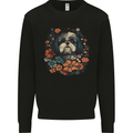 A Shih Tzu Dog With Flowers Mens Sweatshirt Jumper Black