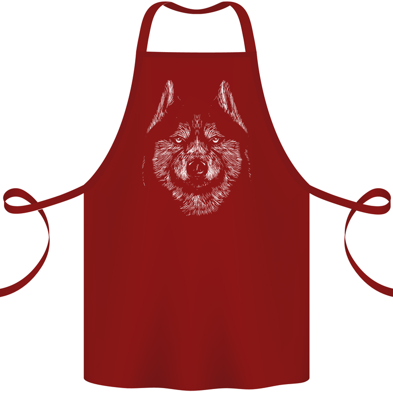 A Siberian Husky Cotton Apron 100% Organic Maroon