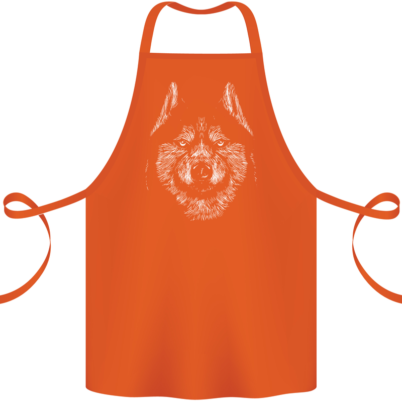 A Siberian Husky Cotton Apron 100% Organic Orange