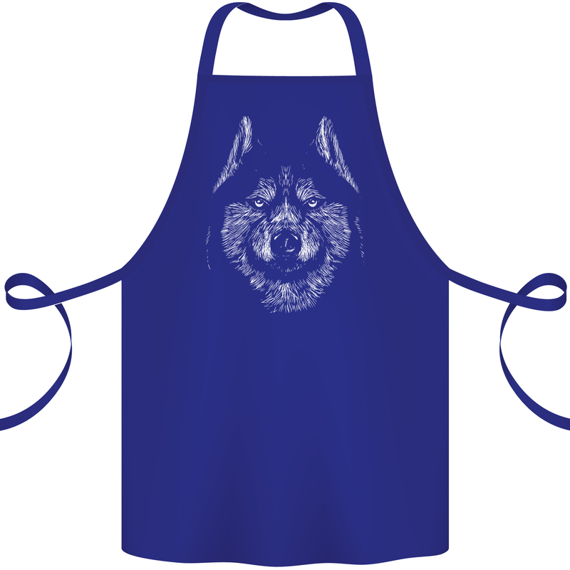 A Siberian Husky Cotton Apron 100% Organic Royal Blue