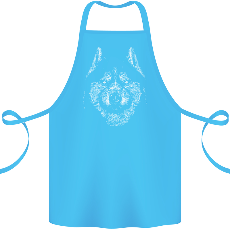 A Siberian Husky Cotton Apron 100% Organic Turquoise