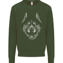 A Siberian Husky Kids Sweatshirt Jumper Forest Green