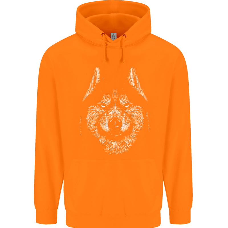 A Siberian Husky Mens 80% Cotton Hoodie Orange