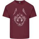 A Siberian Husky Mens Cotton T-Shirt Tee Top Maroon