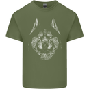 A Siberian Husky Mens Cotton T-Shirt Tee Top Military Green