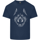 A Siberian Husky Mens Cotton T-Shirt Tee Top Navy Blue