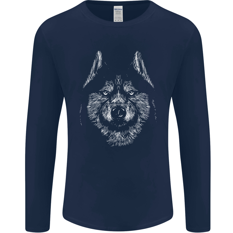 A Siberian Husky Mens Long Sleeve T-Shirt Navy Blue