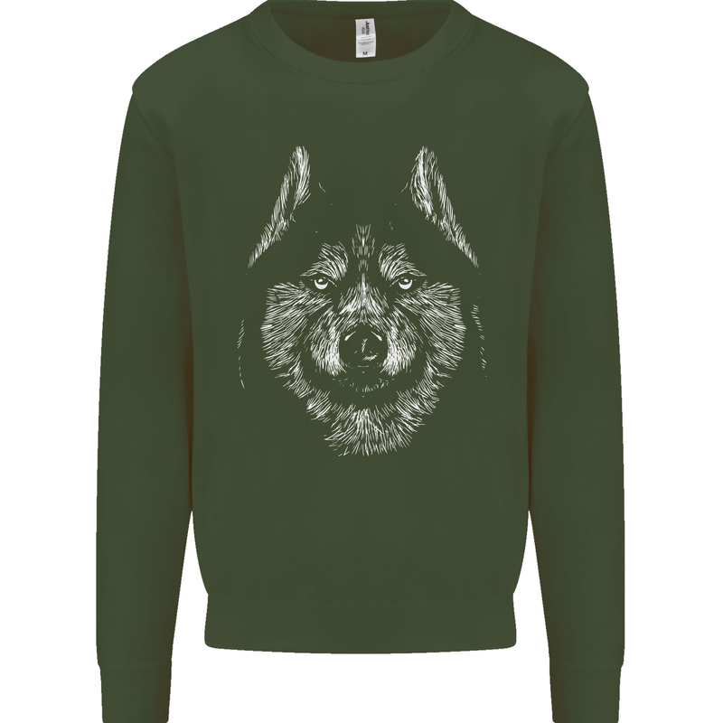 A Siberian Husky Mens Sweatshirt Jumper Forest Green