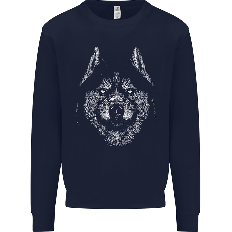 A Siberian Husky Mens Sweatshirt Jumper Navy Blue