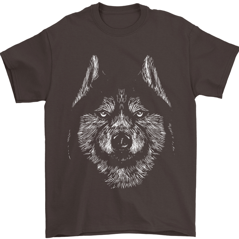 A Siberian Husky Mens T-Shirt 100% Cotton Dark Chocolate