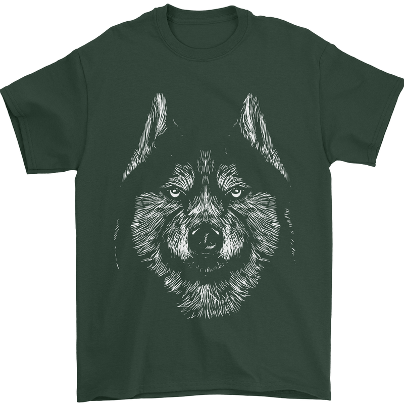 A Siberian Husky Mens T-Shirt 100% Cotton Forest Green