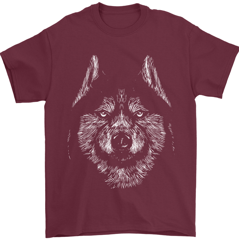 A Siberian Husky Mens T-Shirt 100% Cotton Maroon