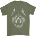 A Siberian Husky Mens T-Shirt 100% Cotton Military Green