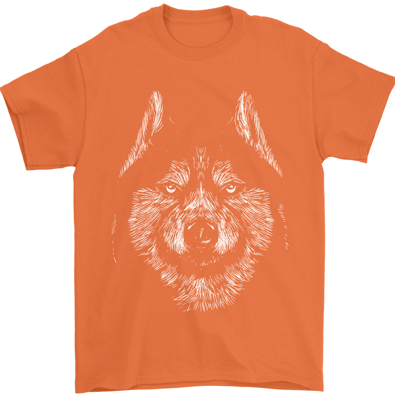 A Siberian Husky Mens T-Shirt 100% Cotton Orange