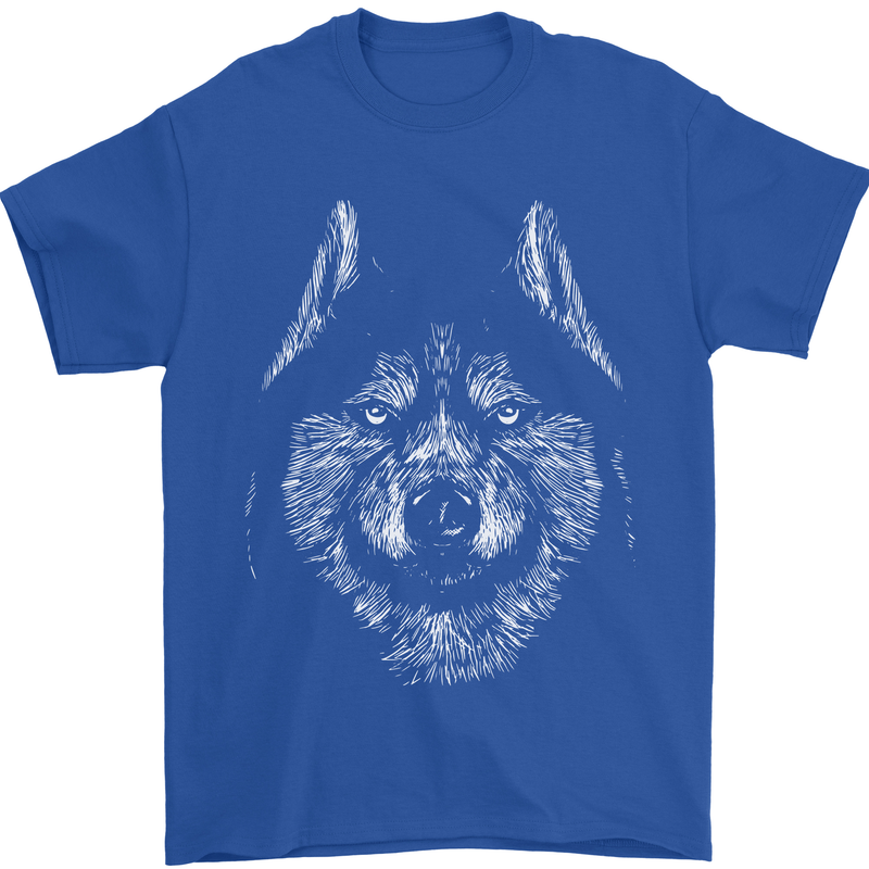 A Siberian Husky Mens T-Shirt 100% Cotton Royal Blue