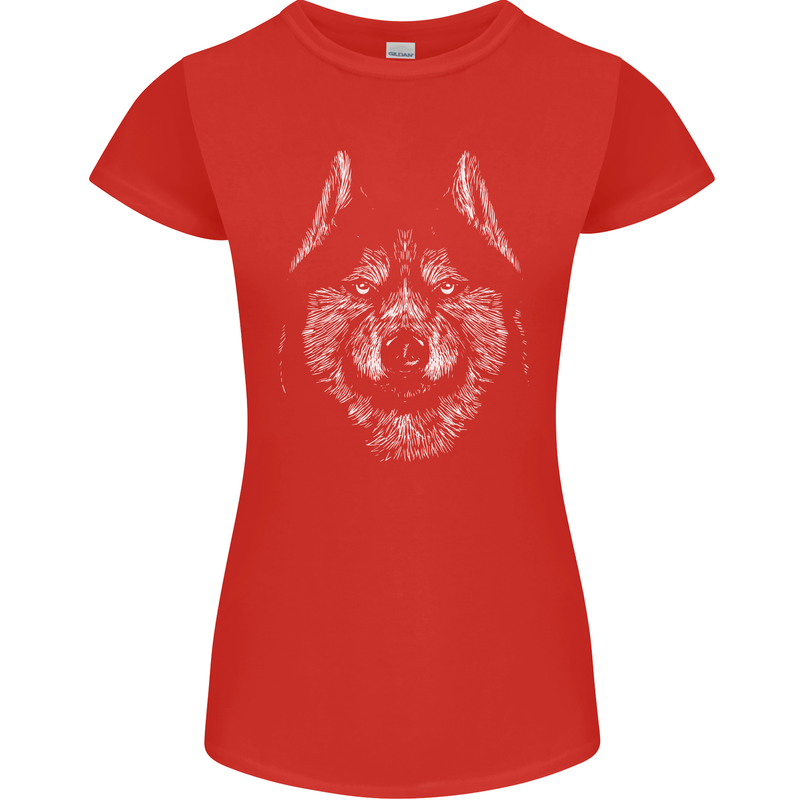A Siberian Husky Womens Petite Cut T-Shirt Red