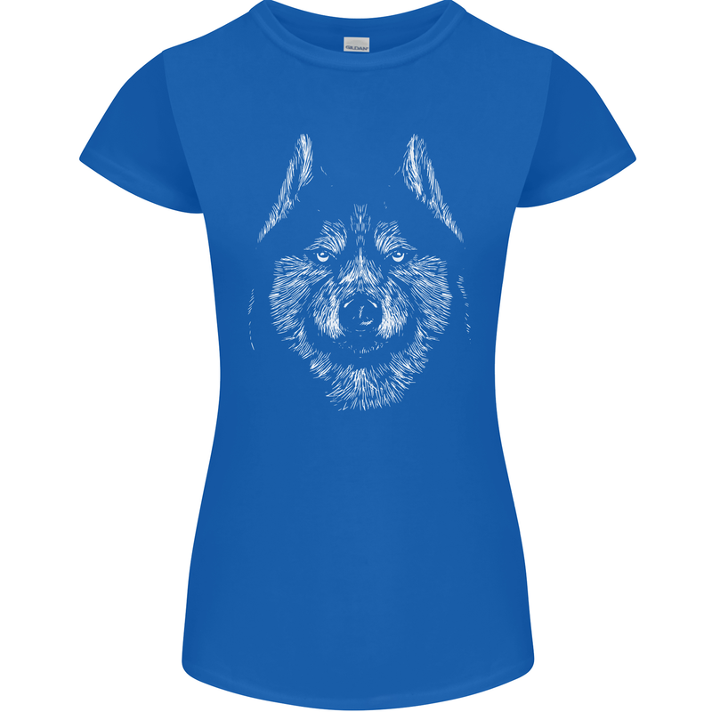 A Siberian Husky Womens Petite Cut T-Shirt Royal Blue