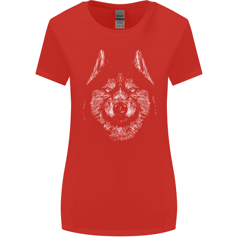 A Siberian Husky Womens Wider Cut T-Shirt Red
