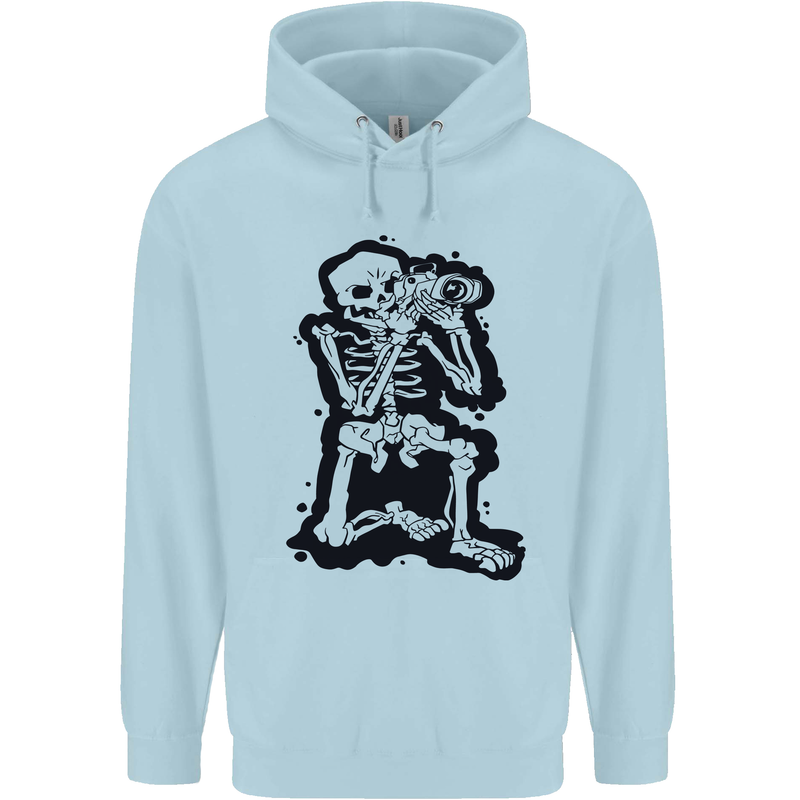 A Skeleton Photographer Photography Childrens Kids Hoodie Light Blue