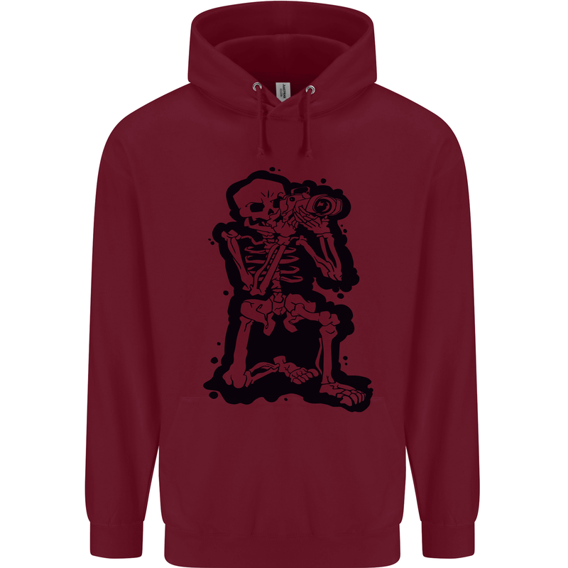 A Skeleton Photographer Photography Childrens Kids Hoodie Maroon