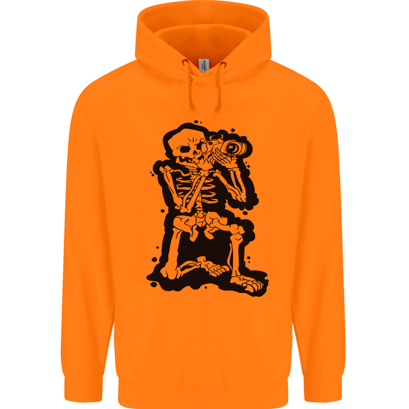 A Skeleton Photographer Photography Childrens Kids Hoodie Orange