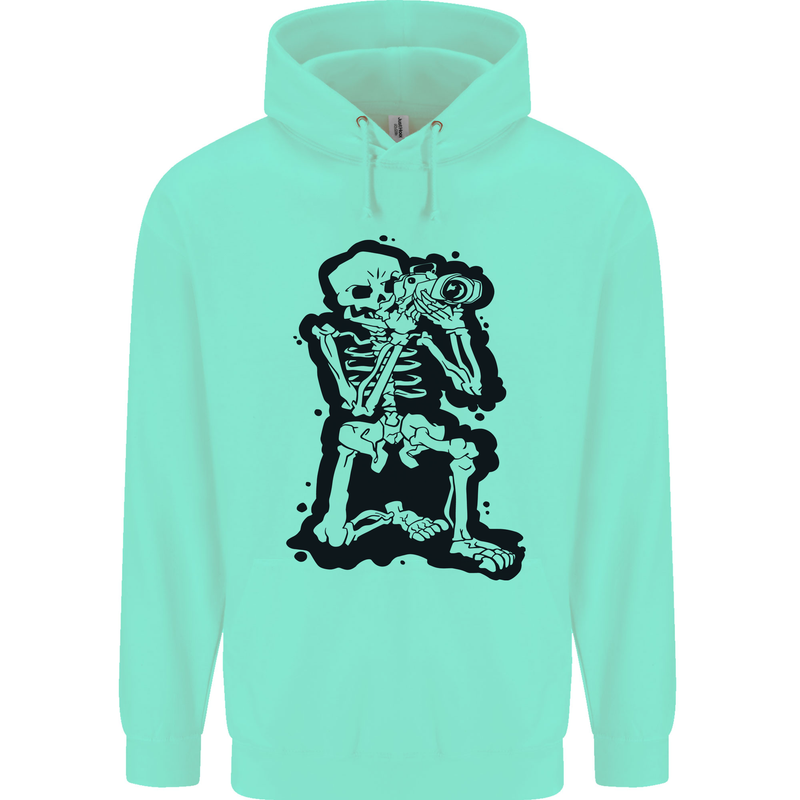 A Skeleton Photographer Photography Childrens Kids Hoodie Peppermint