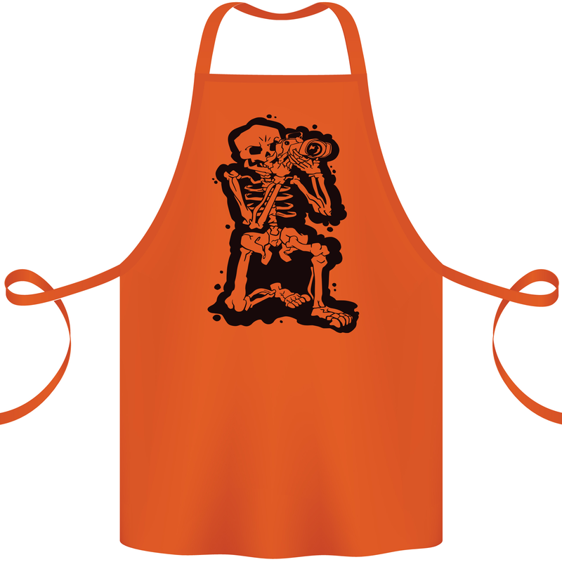 A Skeleton Photographer Photography Cotton Apron 100% Organic Orange