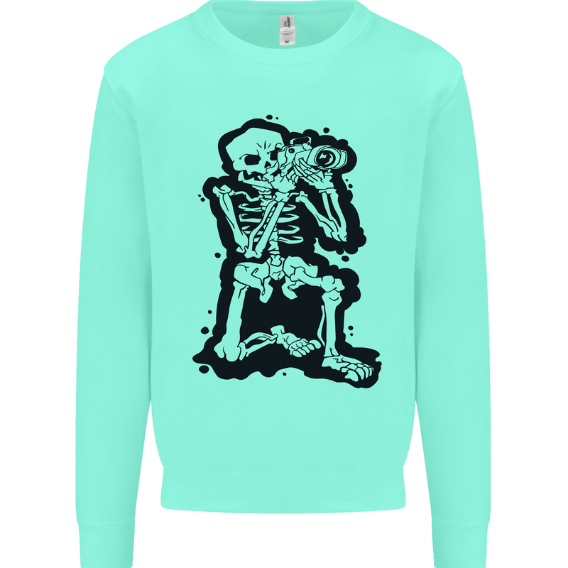 A Skeleton Photographer Photography Kids Sweatshirt Jumper Peppermint