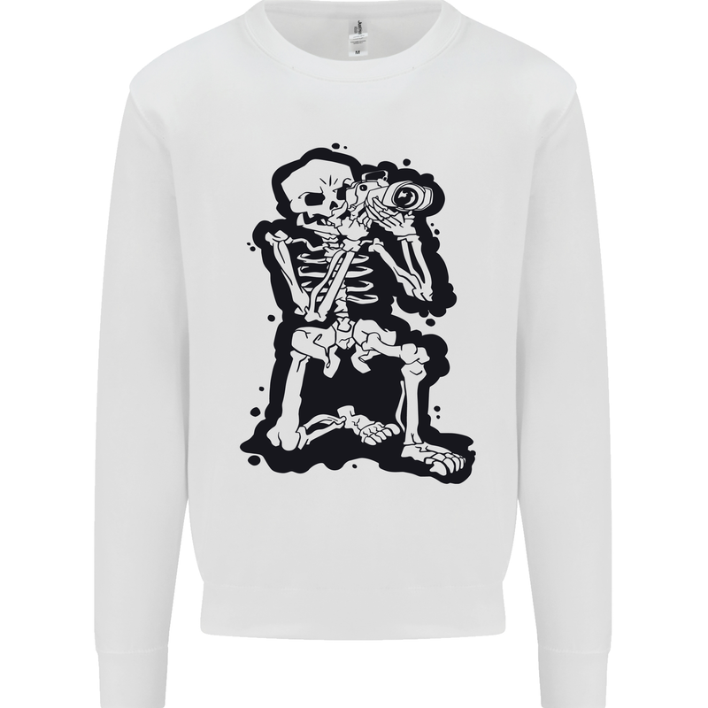 A Skeleton Photographer Photography Kids Sweatshirt Jumper White