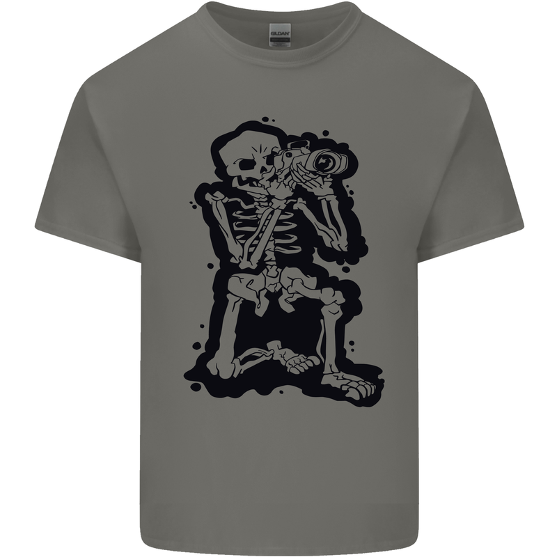 A Skeleton Photographer Photography Kids T-Shirt Childrens Charcoal