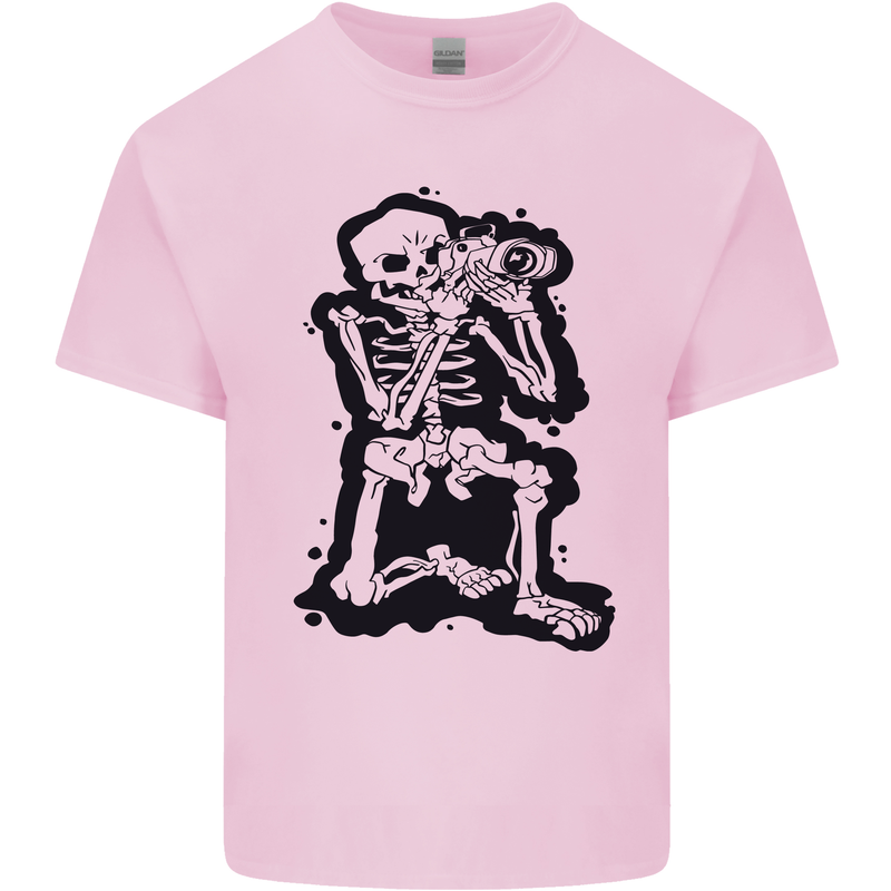 A Skeleton Photographer Photography Kids T-Shirt Childrens Light Pink