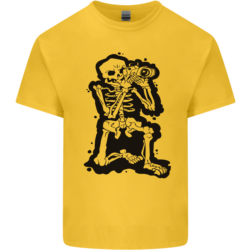 A Skeleton Photographer Photography Kids T-Shirt Childrens Yellow