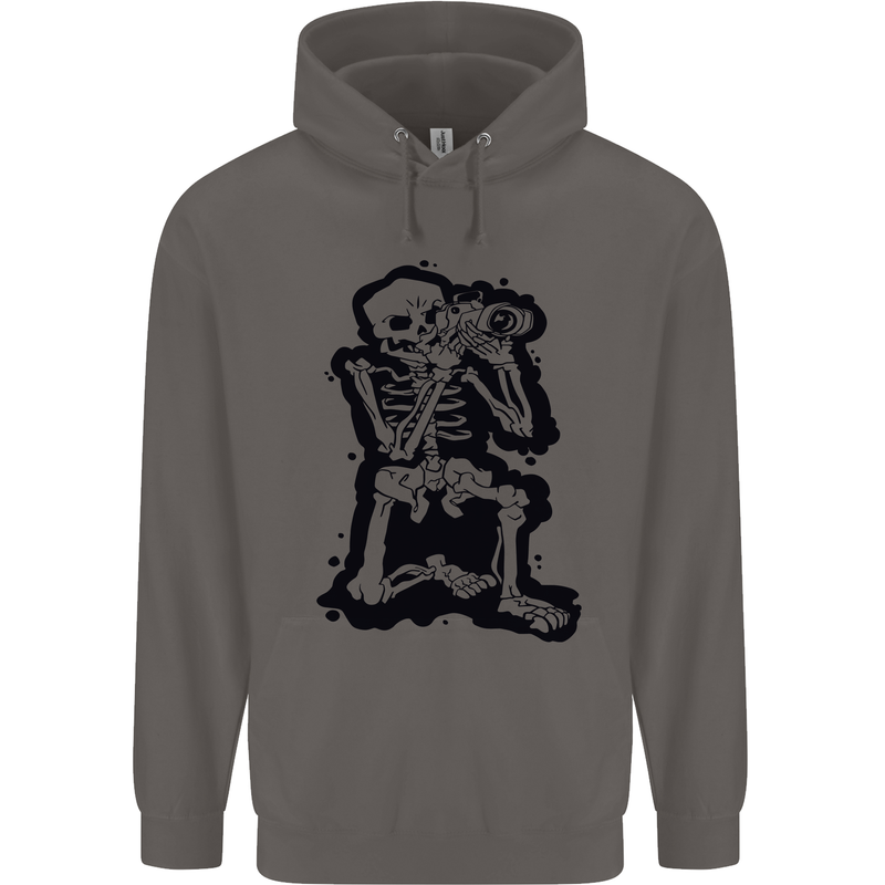 A Skeleton Photographer Photography Mens 80% Cotton Hoodie Charcoal