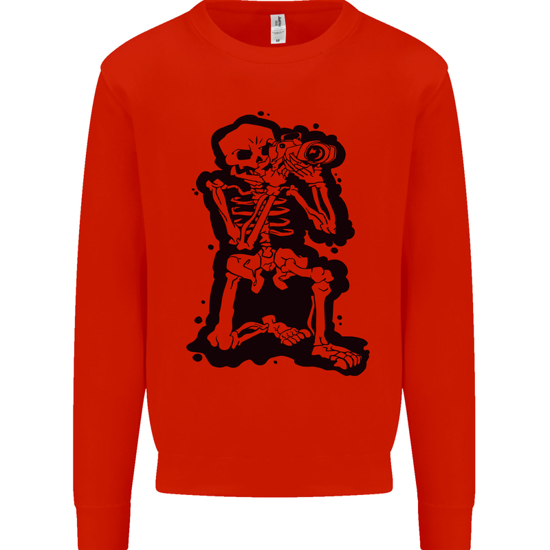A Skeleton Photographer Photography Mens Sweatshirt Jumper Bright Red