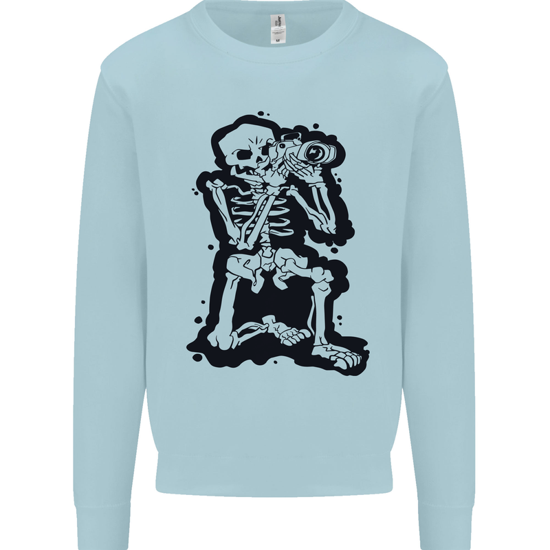A Skeleton Photographer Photography Mens Sweatshirt Jumper Light Blue