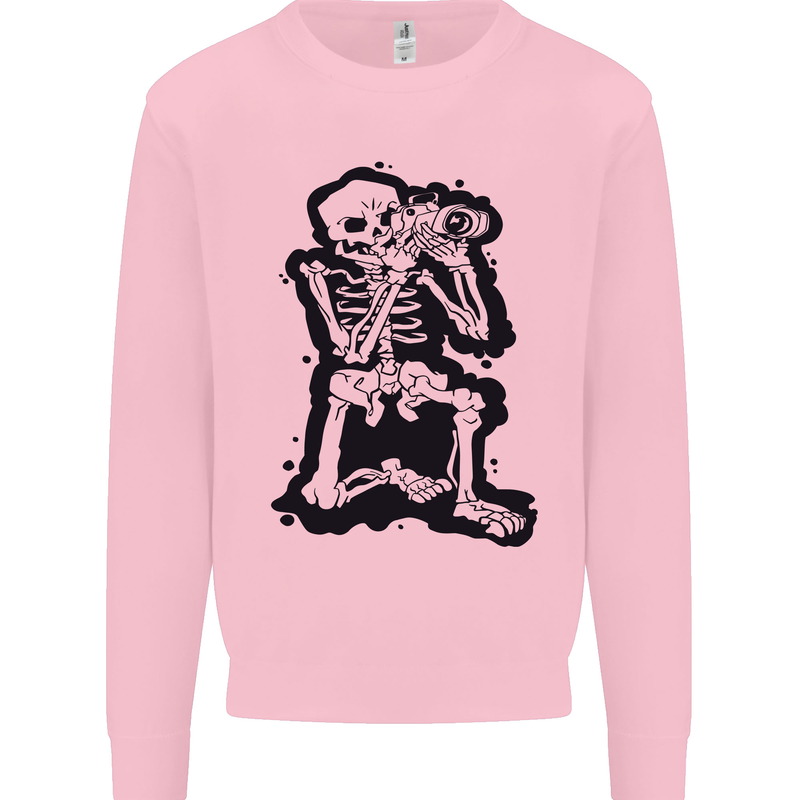 A Skeleton Photographer Photography Mens Sweatshirt Jumper Light Pink