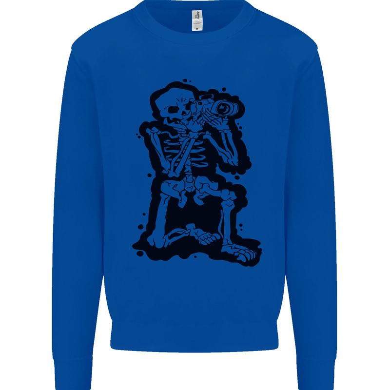 A Skeleton Photographer Photography Mens Sweatshirt Jumper Royal Blue