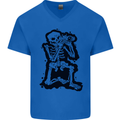 A Skeleton Photographer Photography Mens V-Neck Cotton T-Shirt Royal Blue
