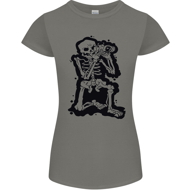 A Skeleton Photographer Photography Womens Petite Cut T-Shirt Charcoal