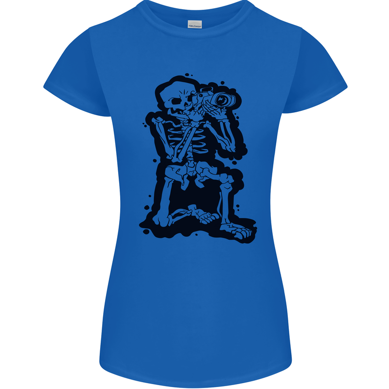 A Skeleton Photographer Photography Womens Petite Cut T-Shirt Royal Blue