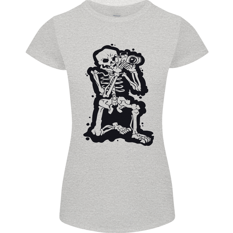 A Skeleton Photographer Photography Womens Petite Cut T-Shirt Sports Grey