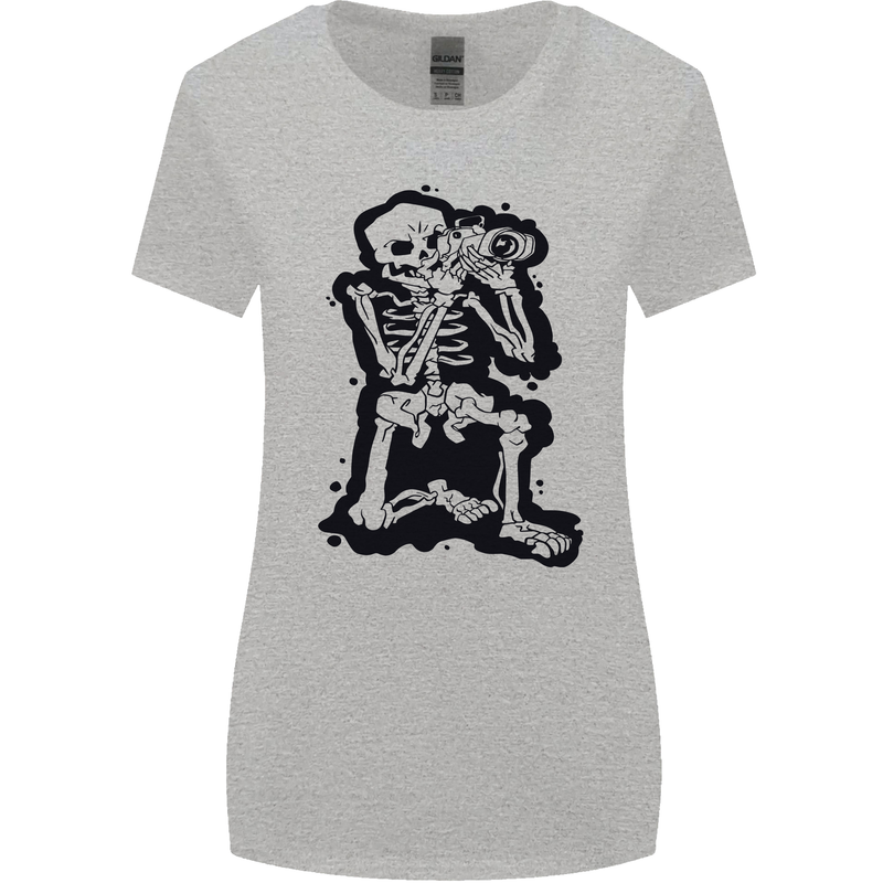 A Skeleton Photographer Photography Womens Wider Cut T-Shirt Sports Grey