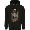 A Skeleton With Flowers Skull Childrens Kids Hoodie Black