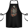 A Skeleton With Flowers Skull Cotton Apron 100% Organic Black