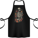 A Skeleton With Flowers Skull Cotton Apron 100% Organic Black