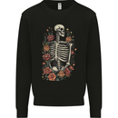 A Skeleton With Flowers Skull Kids Sweatshirt Jumper Black