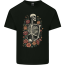 A Skeleton With Flowers Skull Kids T-Shirt Childrens Black