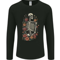 A Skeleton With Flowers Skull Mens Long Sleeve T-Shirt Black