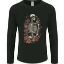 A Skeleton With Flowers Skull Mens Long Sleeve T-Shirt Black